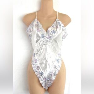 Delicates Satin Floral Chemise - White and Purple